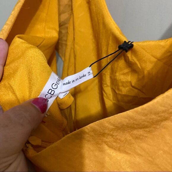 𝅺bcbgeneration SZ 12 Yellow Asymmetrical Hem Short Casual Dress - Picture 5 of 6